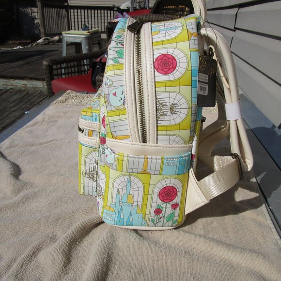 Loungefly Disney Beauty and the Beast Stained Glass Windows Mini Backpack main image 4